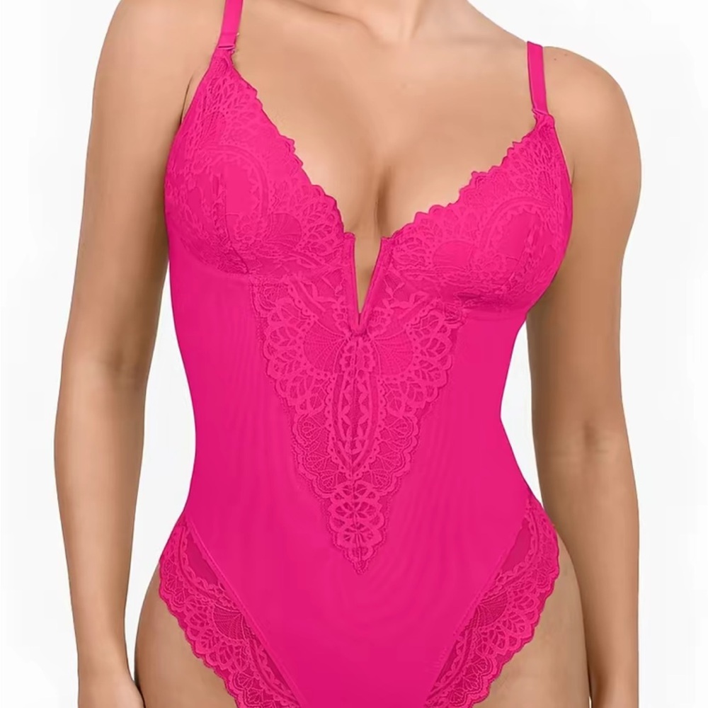 Chic Fuchsia Lace Bodysuit